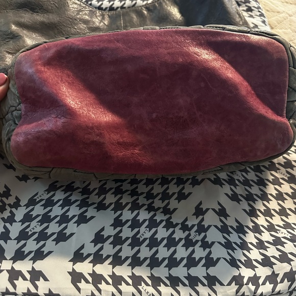 L.A.M.B Quilted Houndstooth Shoulder Bag 
Gray and Purple - Picture 4 of 8